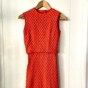 1960s crocheted sleeveless balloon top day dress